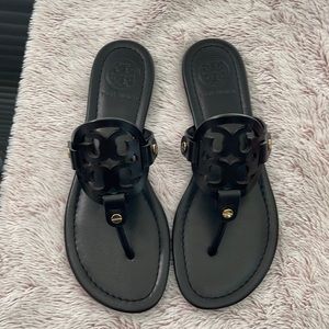 BRAND NEW TORY BURCH MILLER SANDAL, Leather, Size US 6.5 in Perfect Black